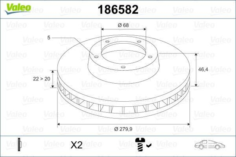 VALEO 186582 Bremsscheibe