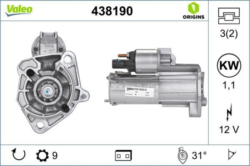 VALEO 438190 Starter Neu - ORIGINS