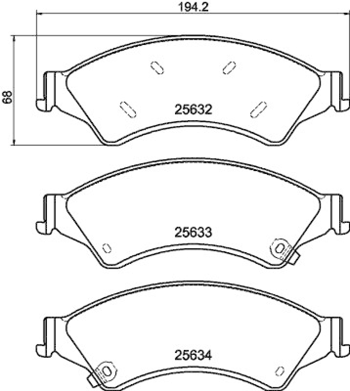 HELLA 8DB 355 020-781 Bremsbelagsatz, Scheibenbremsbelag für FORD