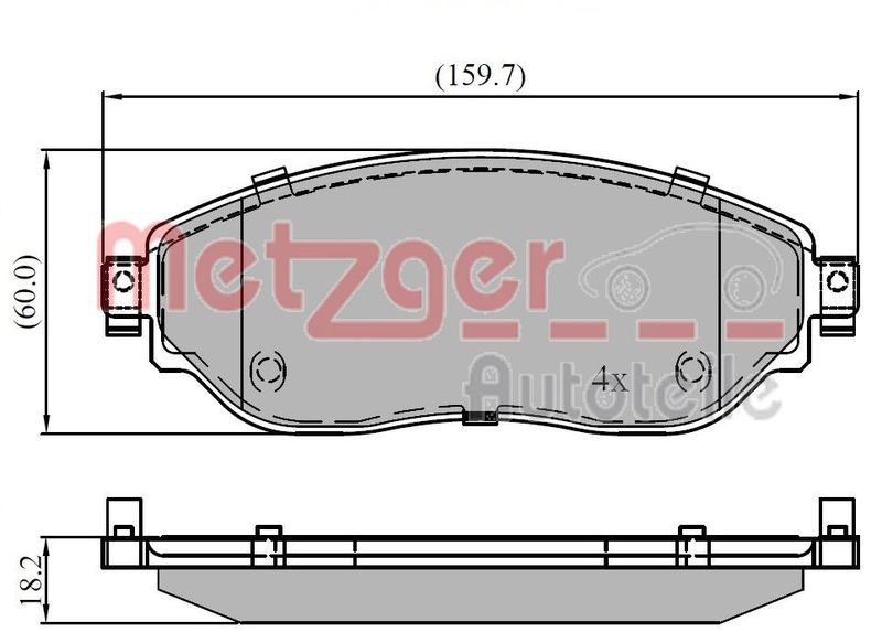 METZGER 1170834 Bremsbelagsatz, Scheibenbremse WVA 22 087