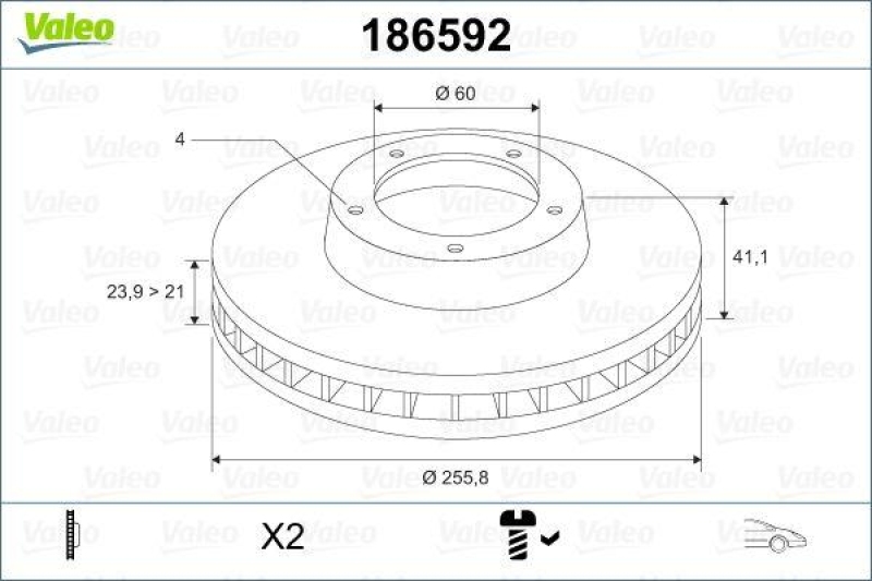 VALEO 186592 Bremsscheibe