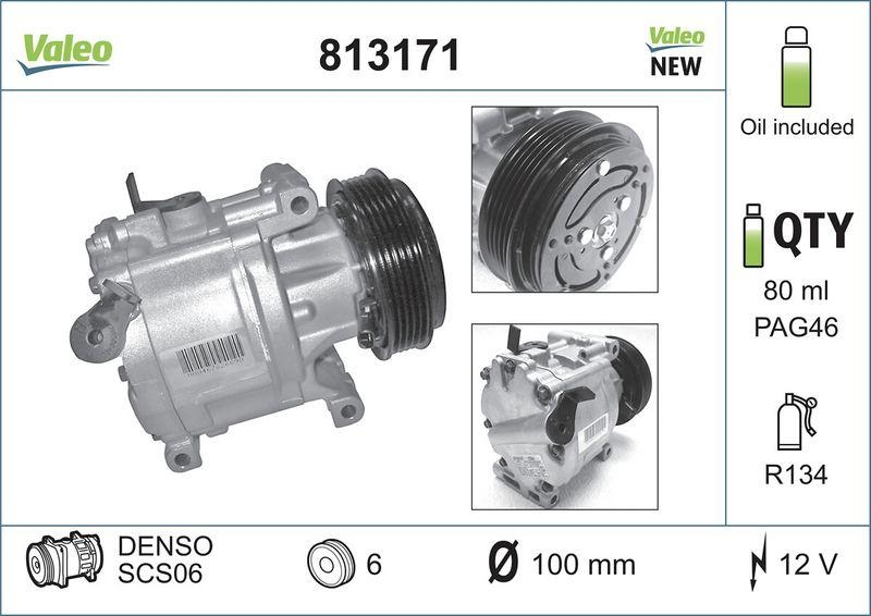 VALEO 813171 Kompressor FIAT 500,Punto/LANCIA Ypsilon