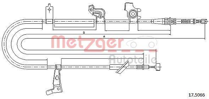 METZGER 17.5066 Seilzug, Feststellbremse für FIAT/SUZUKI hinten rechts