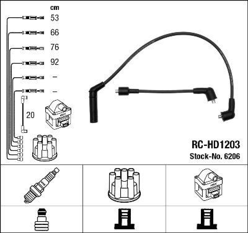 NGK 6206 Zündleitungssatz RC-HD1203 |Zündkabel