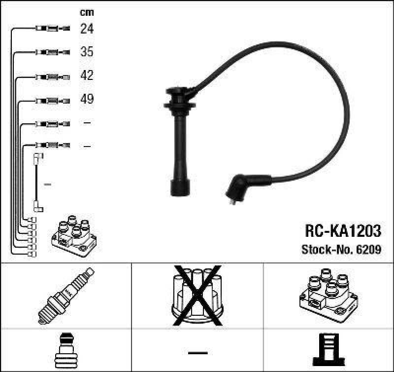 NGK 6209 Zündleitungssatz RC-KA1203 |Zündkabel