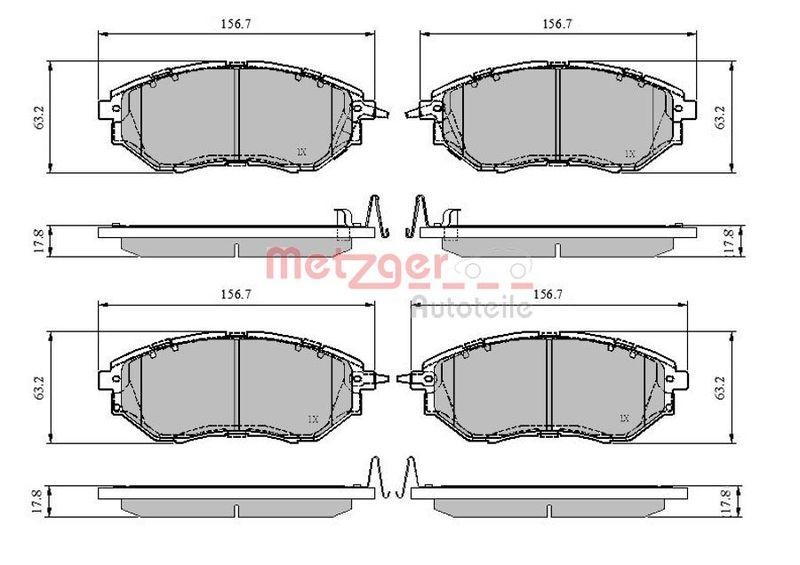 METZGER 1170841 Bremsbelagsatz, Scheibenbremse WVA 24 222