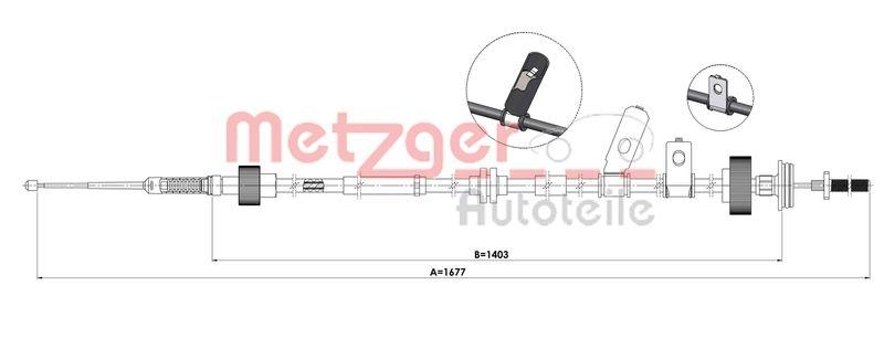 METZGER 1E.LR003 Seilzug, Feststellbremse für LAND ROVER hinten links