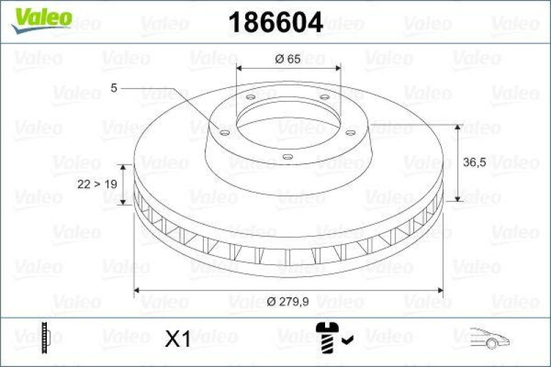 VALEO 186604 Bremsscheibe