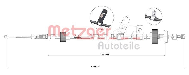 METZGER 1E.LR004 Seilzug, Feststellbremse für LAND ROVER hinten rechts