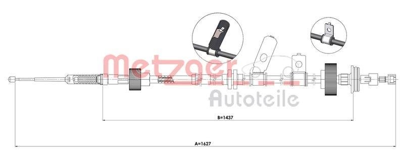 METZGER 1E.LR004 Seilzug, Feststellbremse f&uuml;r LAND ROVER hinten rechts