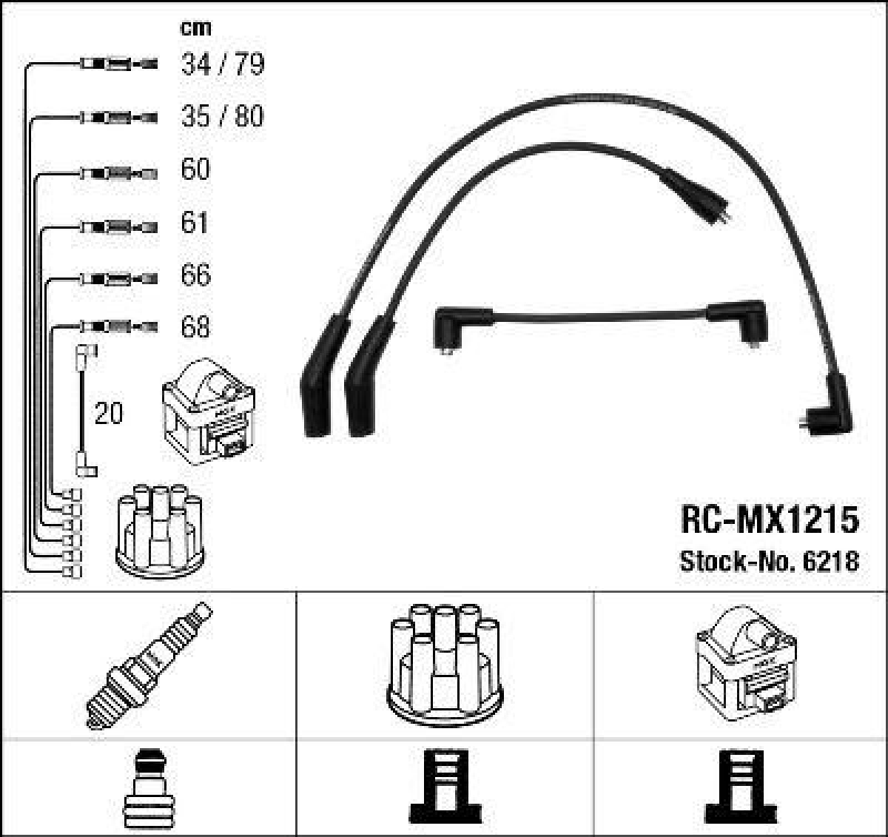 NGK 6218 Zündleitungssatz RC-MX1215 |Zündkabel