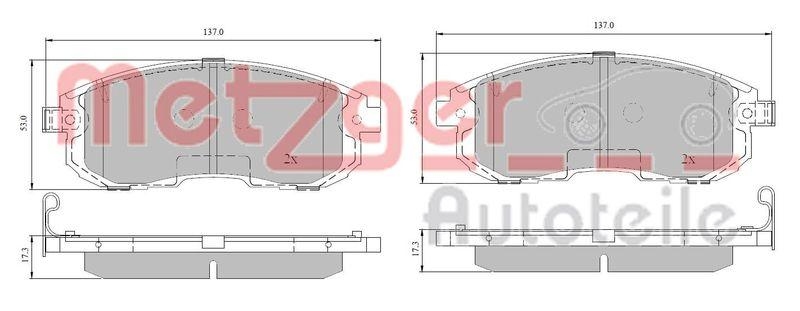 METZGER 1170851 Bremsbelagsatz, Scheibenbremse WVA 21 562