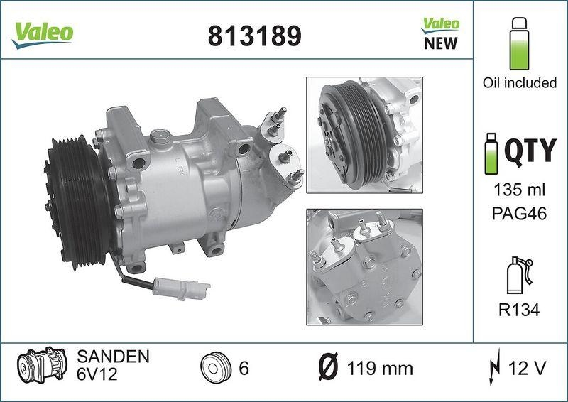 VALEO 813189 Kompressor PSA Berlingo, C3, 206, 307