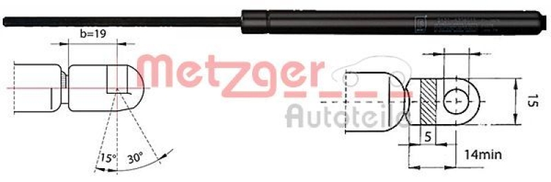 METZGER 2110368 Gasfeder, Koffer-/Laderaum für VW