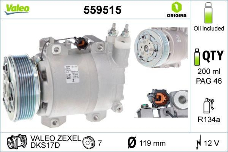 VALEO 559515 Kompressor NISSAN NV350 URBAN 2012