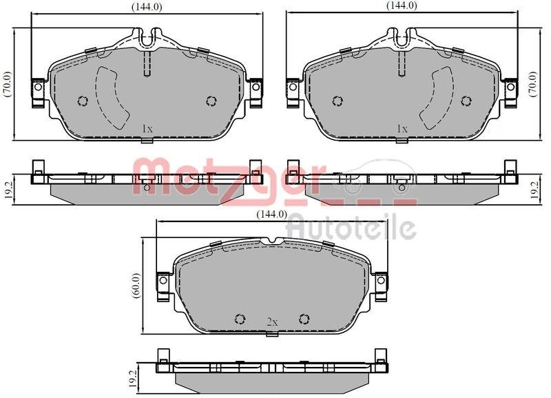 METZGER 1170853 Bremsbelagsatz, Scheibenbremse WVA 22 031/032