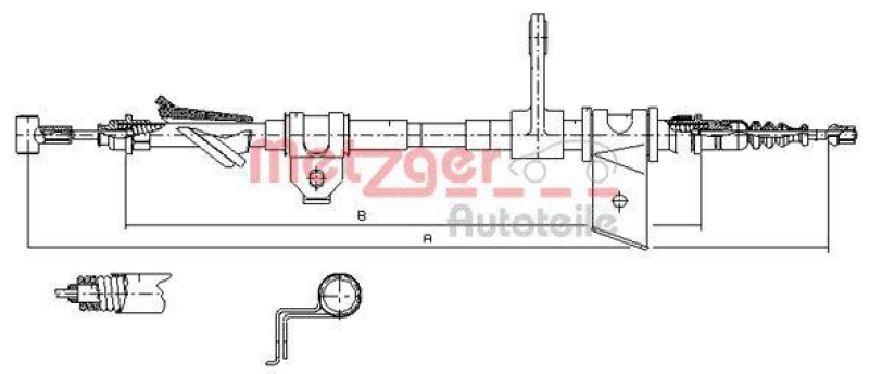 METZGER 451.11 Seilzug, Feststellbremse für ALFA hinten rechts