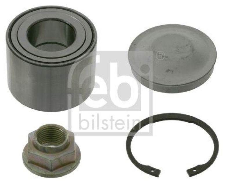 FEBI BILSTEIN 22864 Radlagersatz mit Antriebswellenschraube, Sicherungsring und Staubkappe für Renault