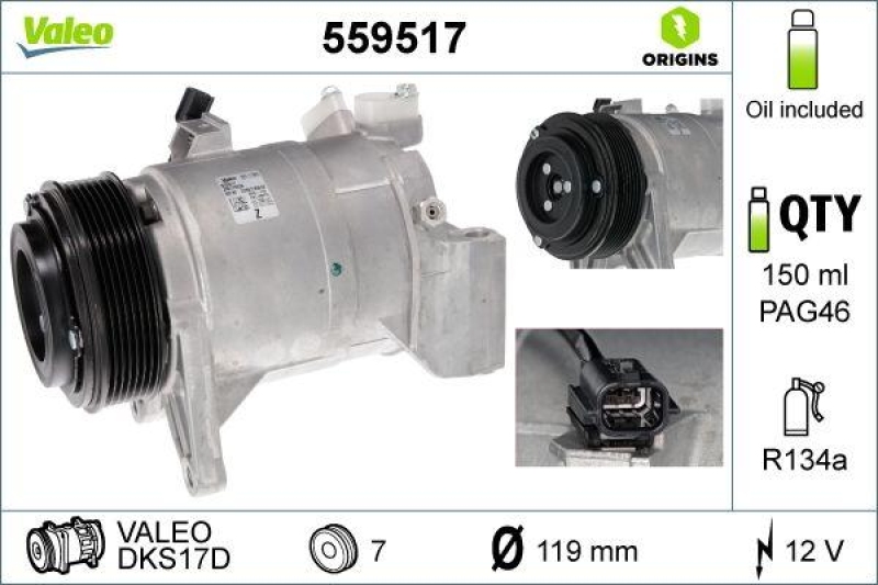 VALEO 559517 Kompressor NISSAN MURANO TEANA 2009