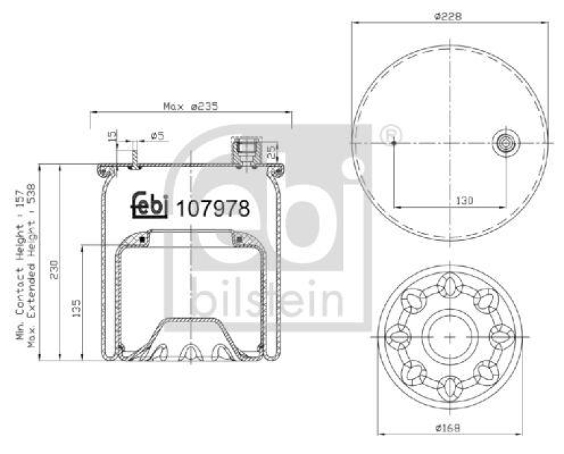 FEBI BILSTEIN 107978 Luftfederbalg mit Stahlkolben für Mercedes-Benz