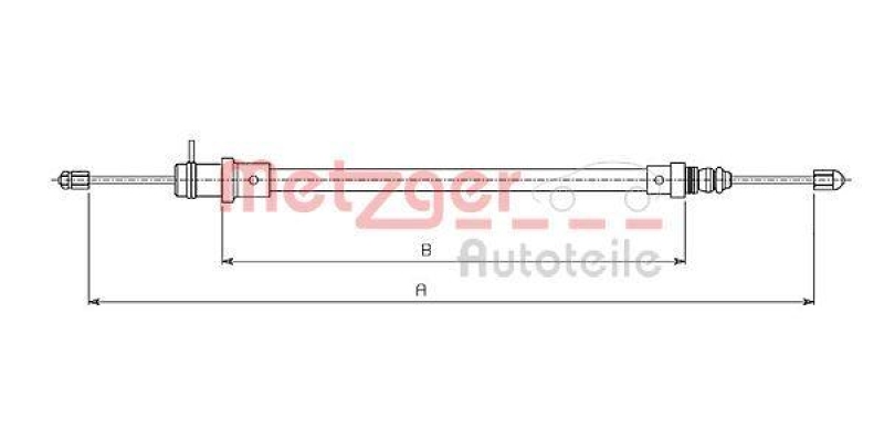 METZGER 491.1 Seilzug, Feststellbremse für CITROEN/FIAT/LANCIA/PEUGEOT vorne