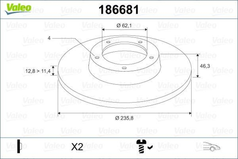 VALEO 186681 Bremsscheibe