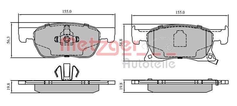 METZGER 1170857 Bremsbelagsatz, Scheibenbremse WVA 22 342/343