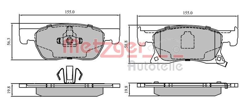 METZGER 1170857 Bremsbelagsatz, Scheibenbremse WVA 22 342/343