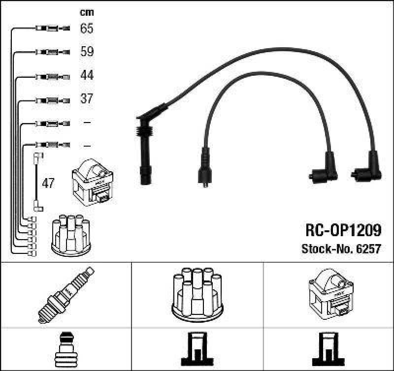 NGK 6257 Zündleitungssatz RC-OP1209 |Zündkabel