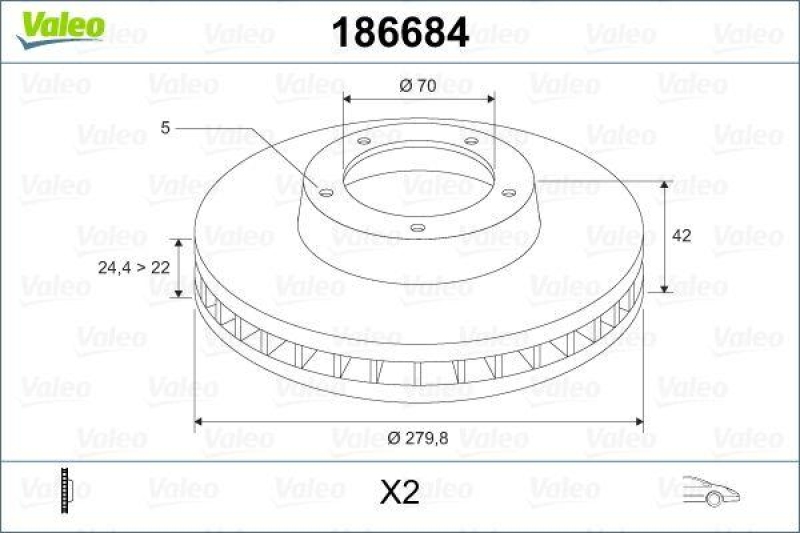 VALEO 186684 Bremsscheibe