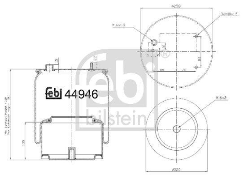 FEBI BILSTEIN 44946 Luftfederbalg mit Stahlkolben für DAF