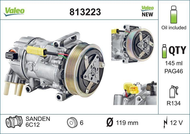 VALEO 813223 Kompressor PSA C3, C4, C5, DS3, 207, 308