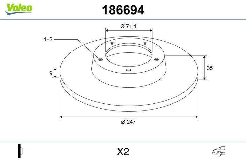 VALEO 186694 Bremsscheibe