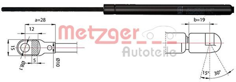 METZGER 2110388 Gasfeder, Koffer-/Laderaum für VW