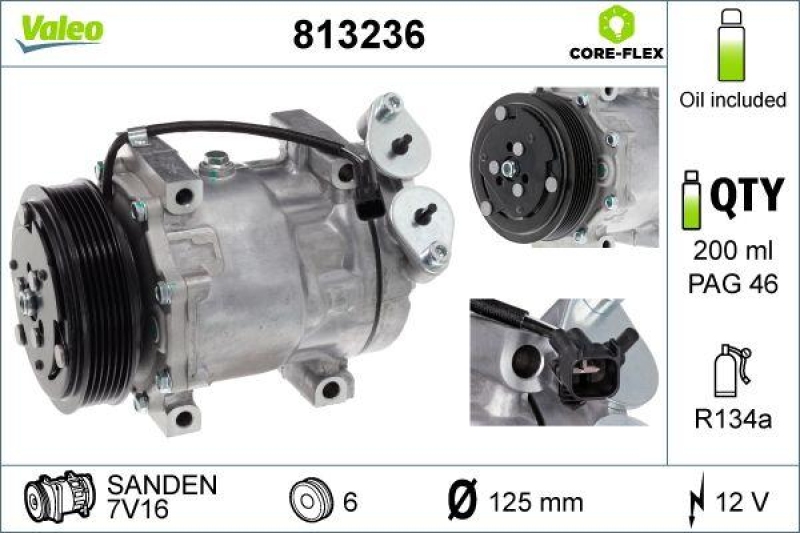 VALEO 813236 Kompressor FORD C-Max,Focus II / MAZDA 3