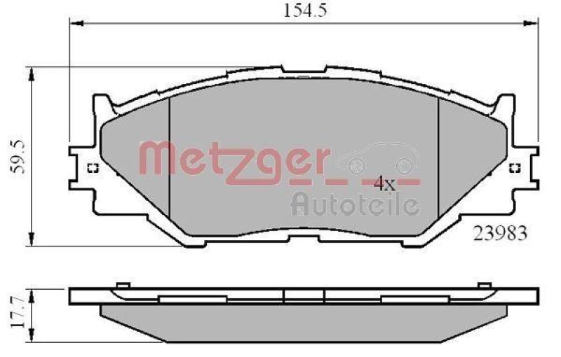 METZGER 1170867 Bremsbelagsatz, Scheibenbremse WVA 23 983