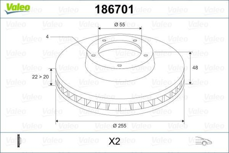 VALEO 186701 Bremsscheibe