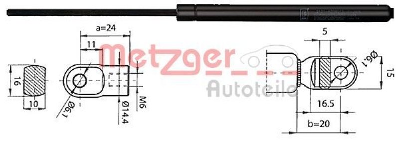 METZGER 2110390 Gasfeder, Koffer-/Laderaum für PORSCHE