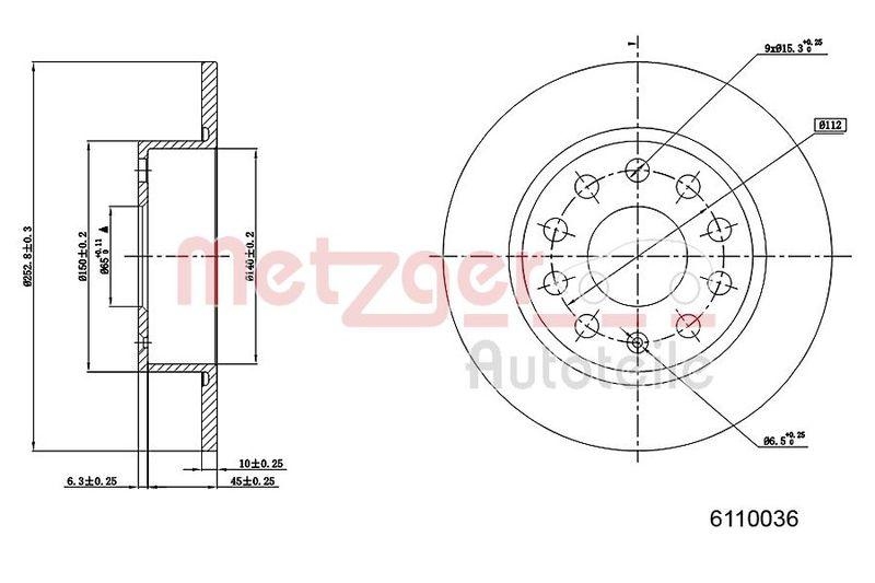 METZGER 6110036 Bremsscheibe Lack/Ks/Ms f&uuml;r AUDI/SEAT/SKODA/VW HA