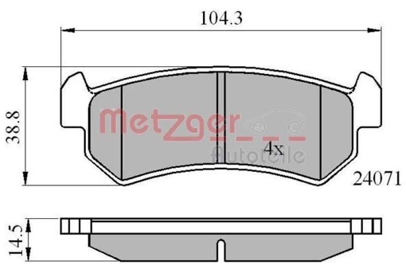 METZGER 1170869 Bremsbelagsatz, Scheibenbremse WVA 24 071