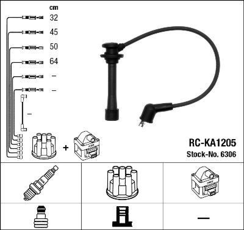 NGK 6306 Zündleitungssatz RC-KA1205 |Zündkabel