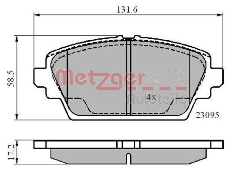 METZGER 1170870 Bremsbelagsatz, Scheibenbremse WVA 23 095