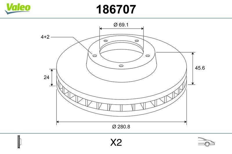 VALEO 186707 Bremsscheibe