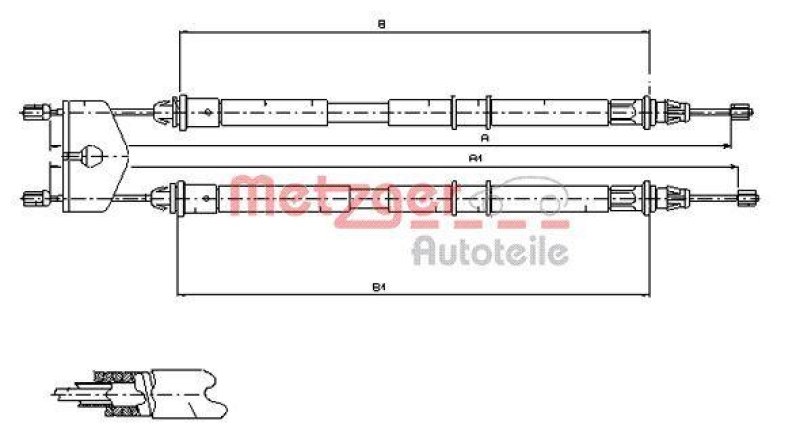 METZGER 11.5453 Seilzug, Feststellbremse für FORD/MAZDA hinten