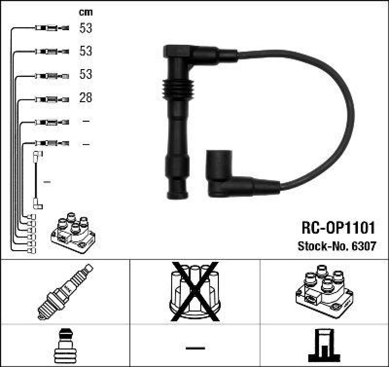 NGK 6307 Zündleitungssatz RC-OP1101 |Zündkabel