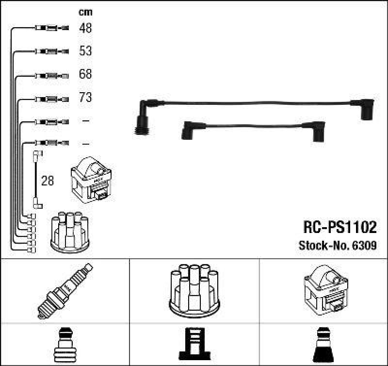 NGK 6309 Zündleitungssatz RC-PS1102 |Zündkabel