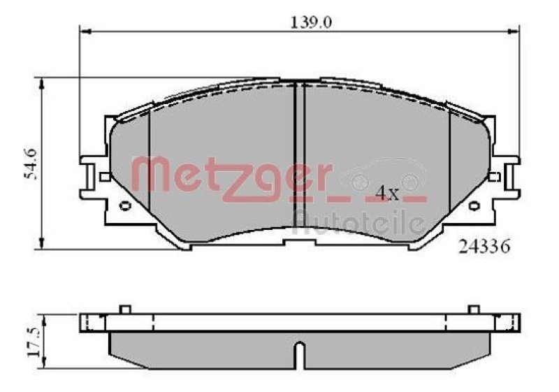 METZGER 1170873 Bremsbelagsatz, Scheibenbremse WVA 24 336