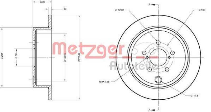 METZGER 6110099 Bremsscheibe Lack/Ks für SUBARU HA