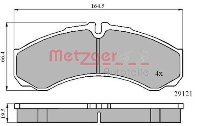 METZGER 1170874 Bremsbelagsatz, Scheibenbremse WVA 29 121