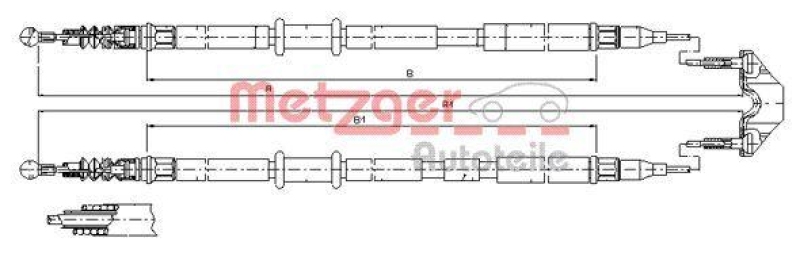 METZGER 11.5953 Seilzug, Feststellbremse für OPEL hinten